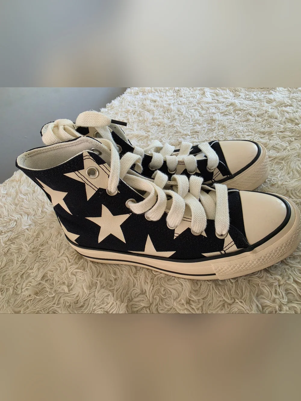 Converse Platform Chuck Taylor All Star High Top Sneakers in Black/White Star - Picture 3 of 6